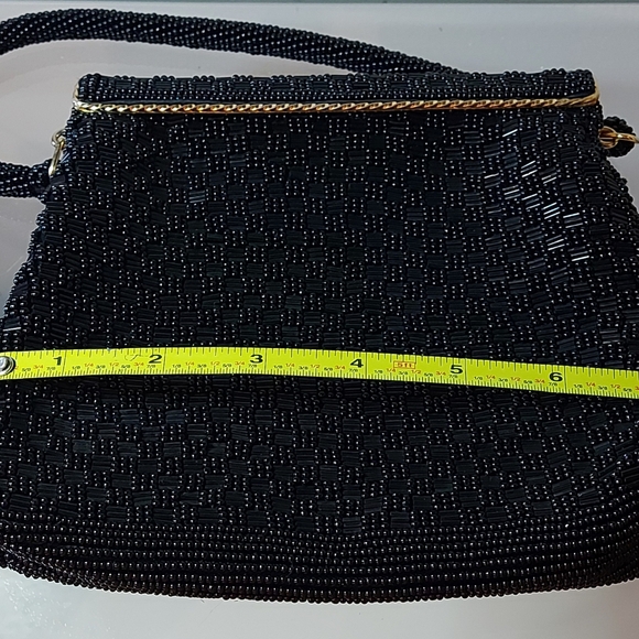 Beaded Evening Bag, Vintage 50's, Black Micro Beaded Purse - Picture 6 of 9